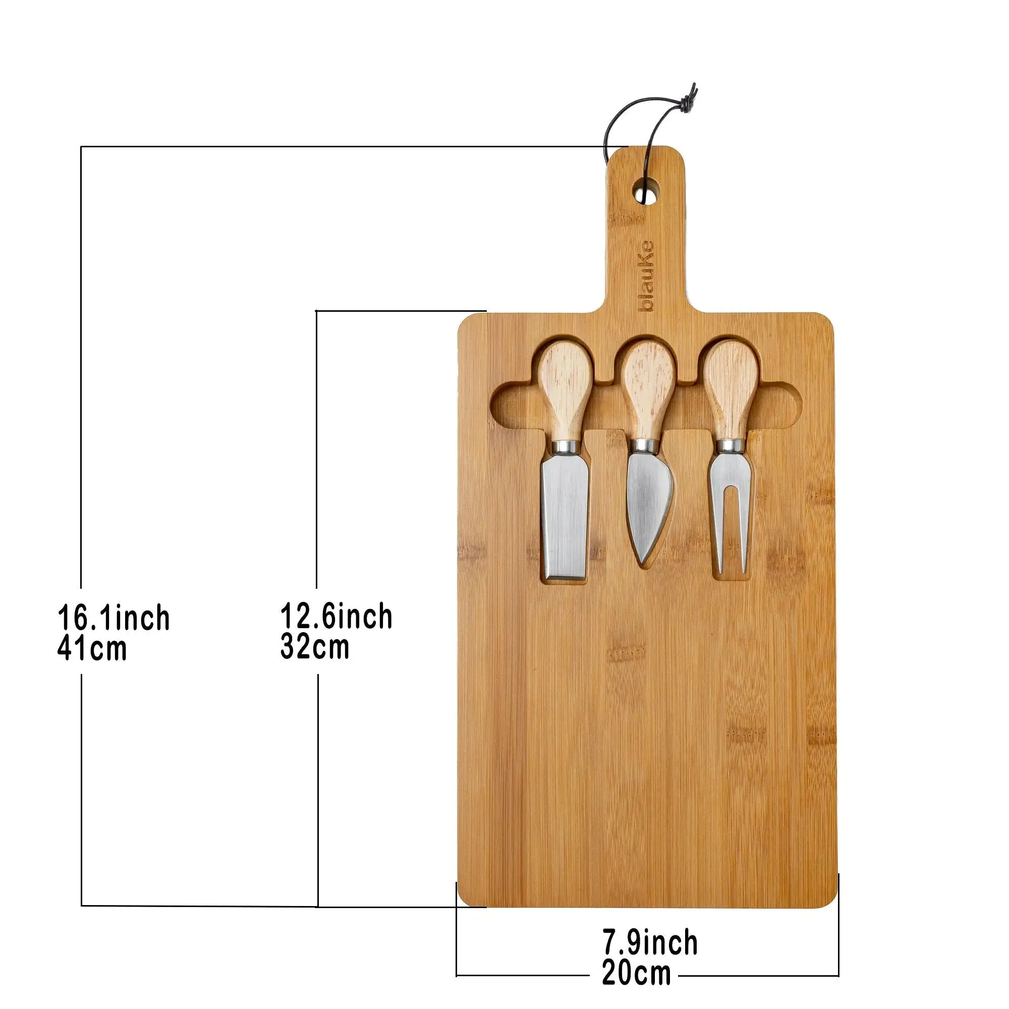 12x8 inch Bamboo Charcuterie Board with Magnetic Cutlery Storage and Handle