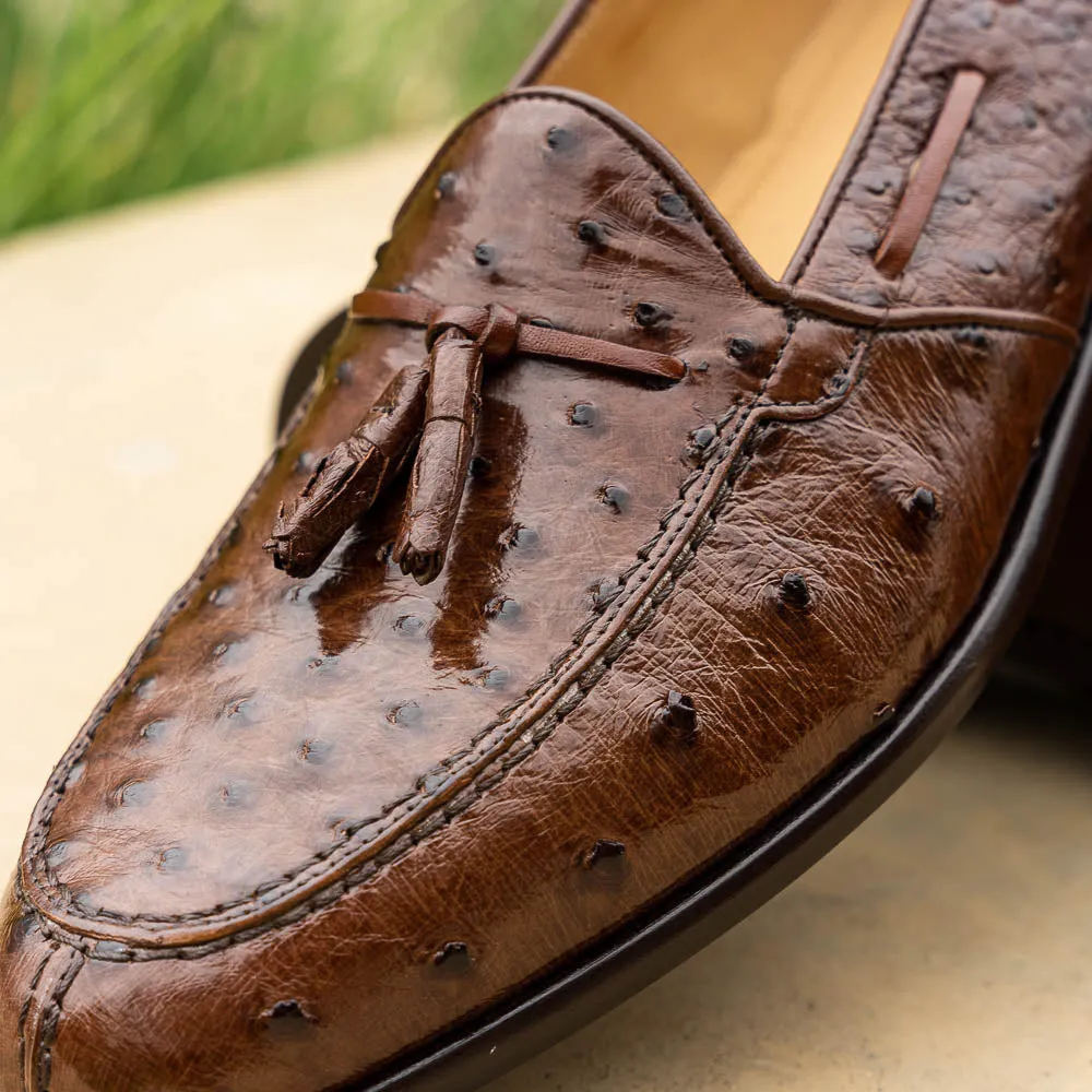 13-581-BRN FRANCO Ostrich Tassel Loafer, Brown