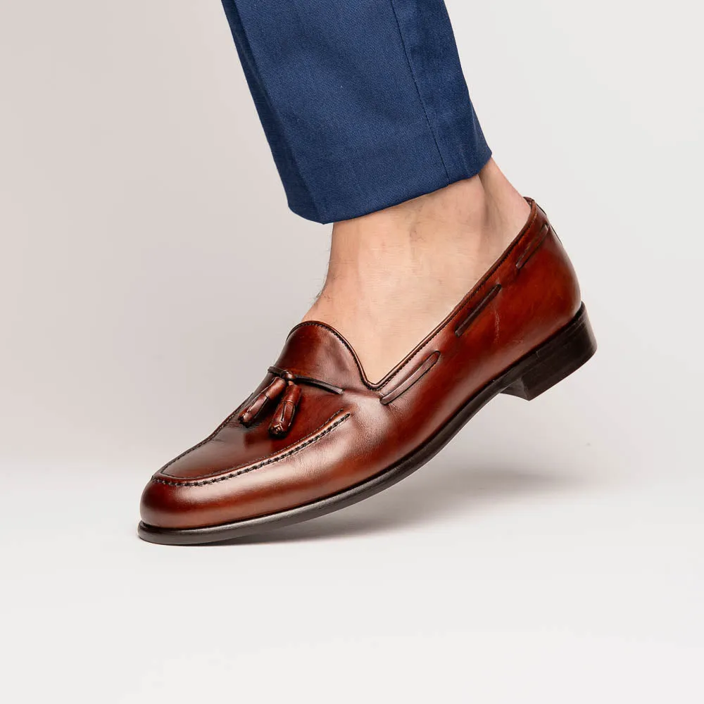 15-586-CGN FRANCO Italian Calfskin Tassel Loafer Cognac