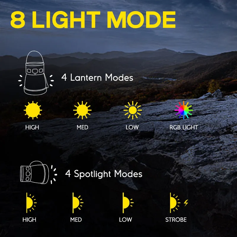 2500 Lumens Handheld Spotlight Solar Camping Lantern Flashlight