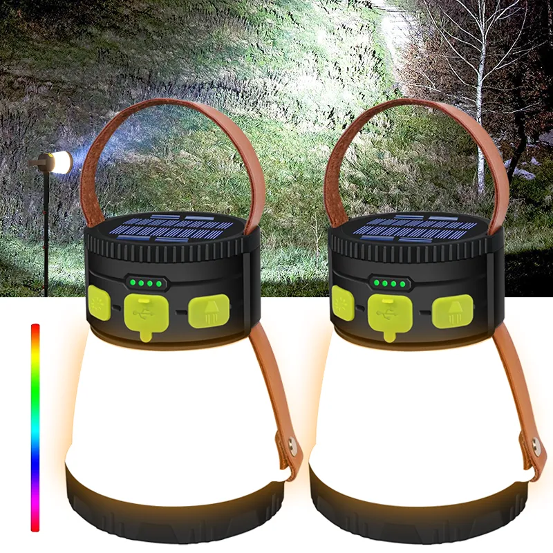 2500 Lumens Handheld Spotlight Solar Camping Lantern Flashlight