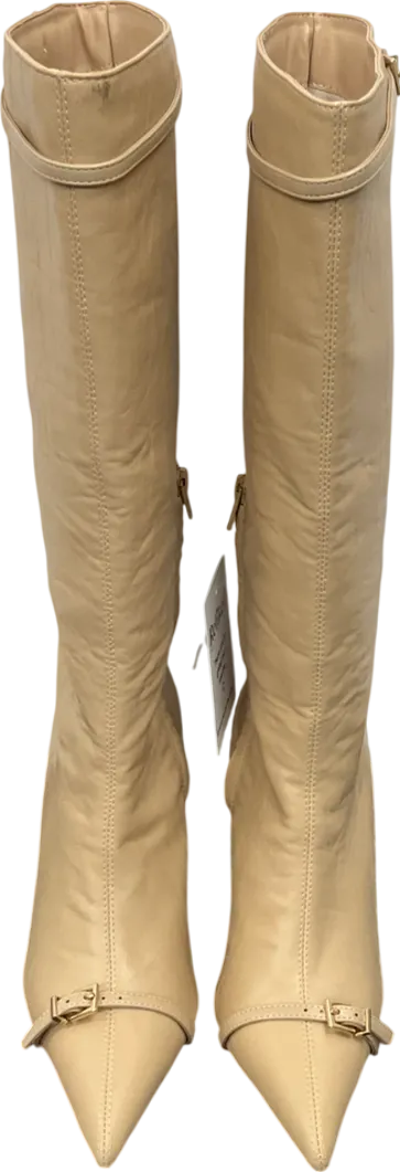 4th & Reckless Beige Mayfair Buckle Front Knee High Boots UK 7 EU 40 👠