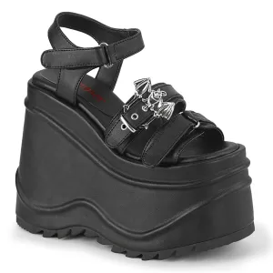 6 Inch Wedge Platform WAVE-13 Black Pu