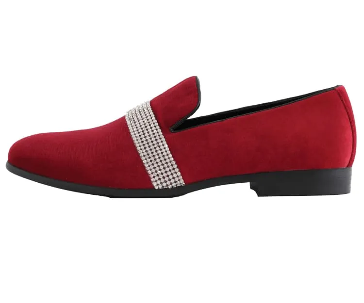 Amali Monarch Regal Crimson Velvet Loafers Men’s