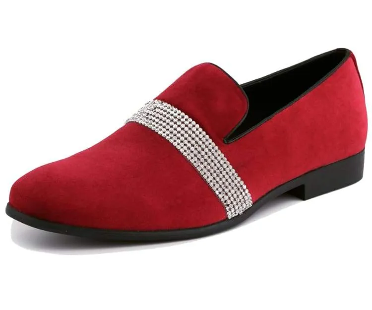 Amali Monarch Regal Crimson Velvet Loafers Men’s