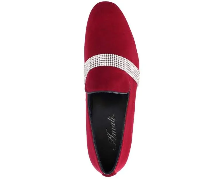 Amali Monarch Regal Crimson Velvet Loafers Men’s