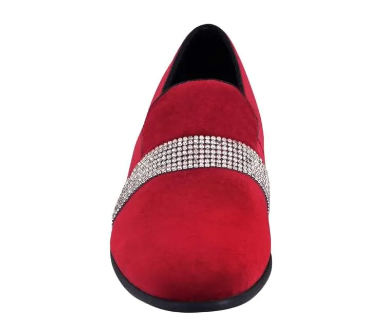 Amali Monarch Regal Crimson Velvet Loafers Men’s