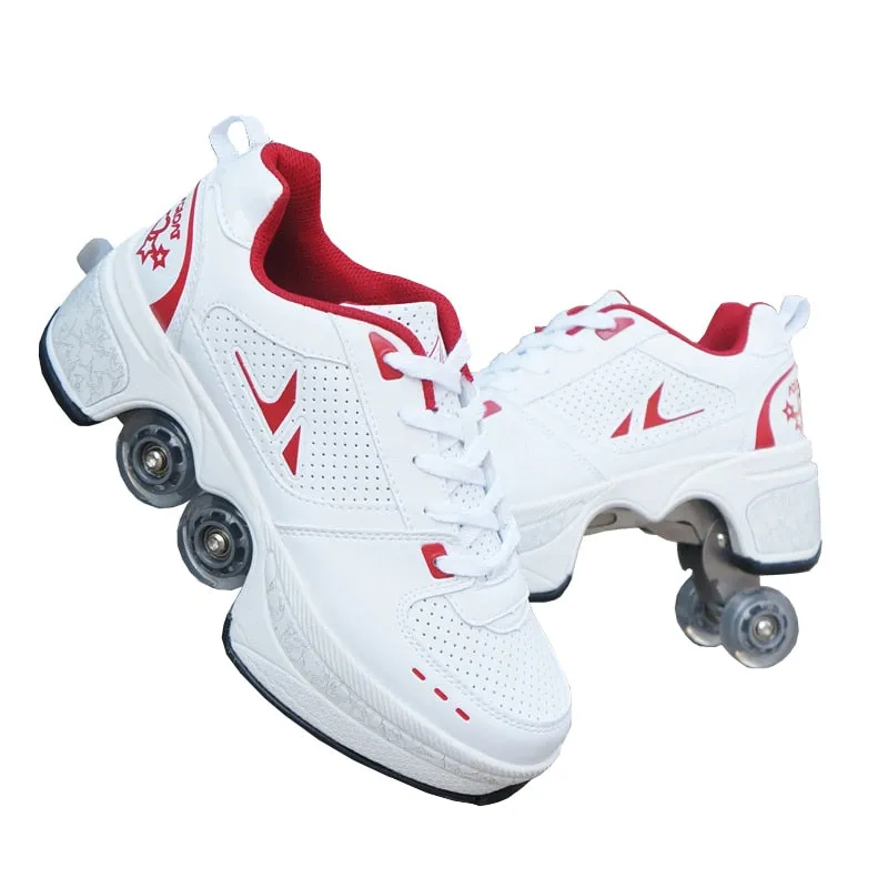 Amozae-Hot Shoes Casual Sneakers Walk Roller Skates Deform Runaway Four Wheeled Skates for Adult Men Women Unisex Child