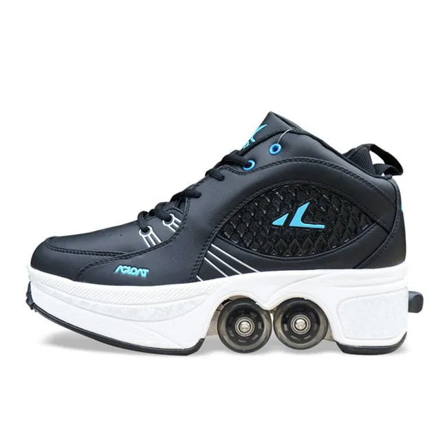 Amozae-Hot Shoes Casual Sneakers Walk Roller Skates Deform Runaway Four Wheeled Skates for Adult Men Women Unisex Child