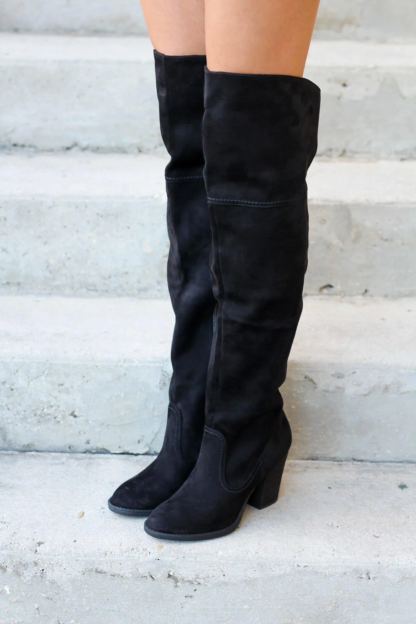 Andra Black Knee High Boots