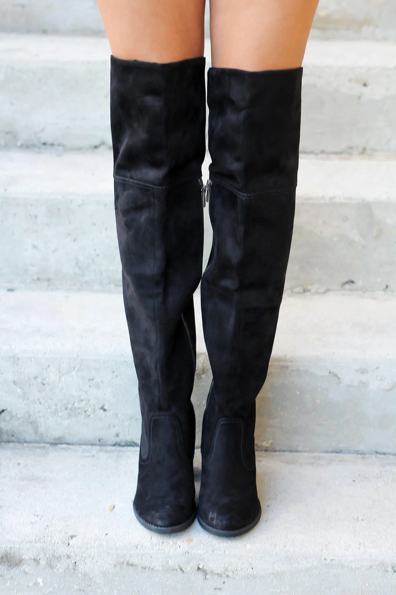 Andra Black Knee High Boots