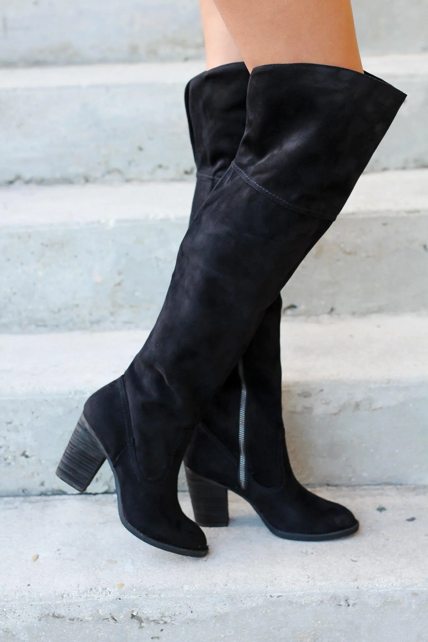 Andra Black Knee High Boots