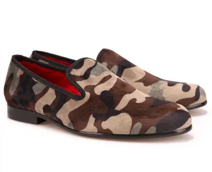 Army Camouflage Velvet Loafers