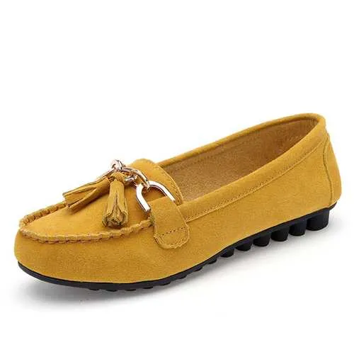 Autumn Women Flat Shoes Tassel Round Toe Flats Soft Sole Flat Loafers