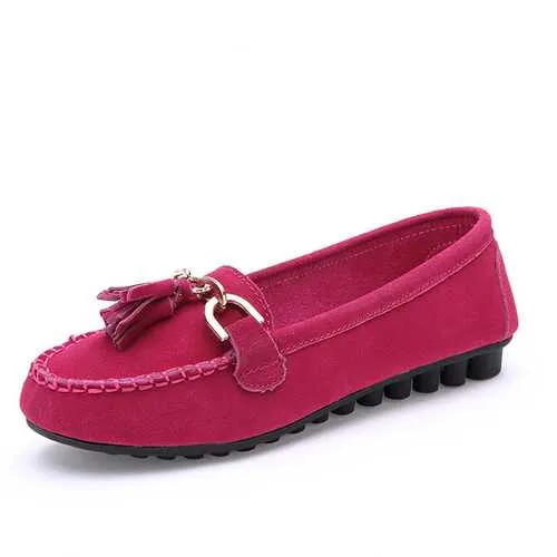 Autumn Women Flat Shoes Tassel Round Toe Flats Soft Sole Flat Loafers