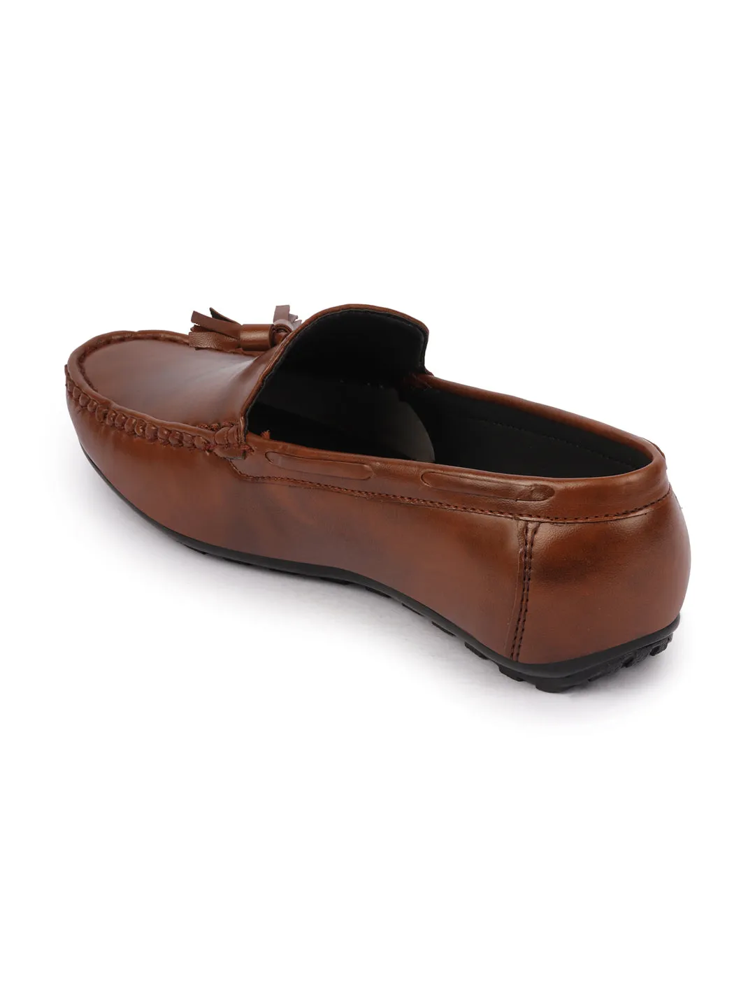 Basics Men Brown Side Stitched Casual Slip On Tassel Loafers and Moccasin Shoes