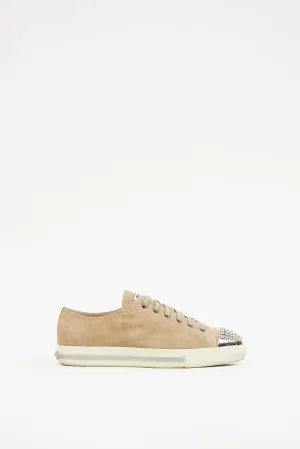 Beige & Silver Toe Cap Sneaker