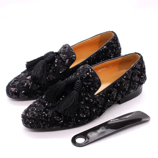 Big Tasseled Men Sequins Loafer Shoe