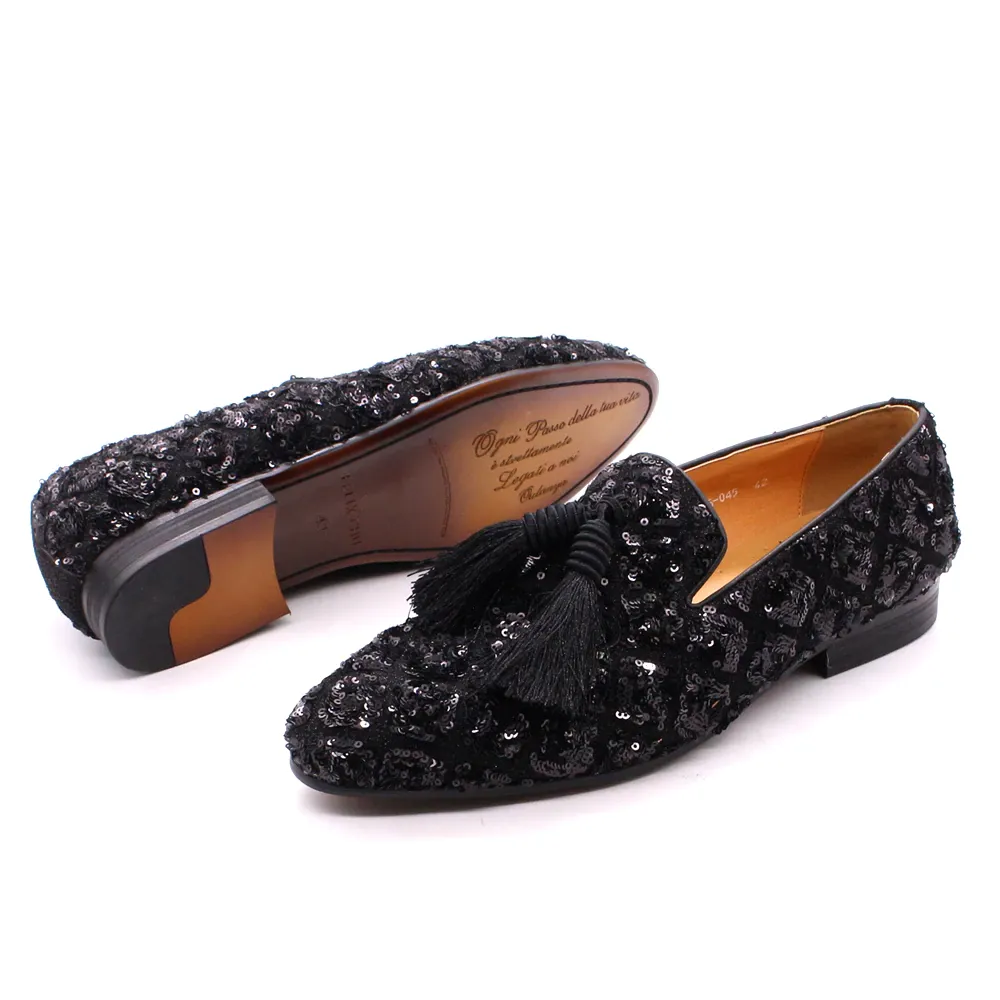 Big Tasseled Men Sequins Loafer Shoe