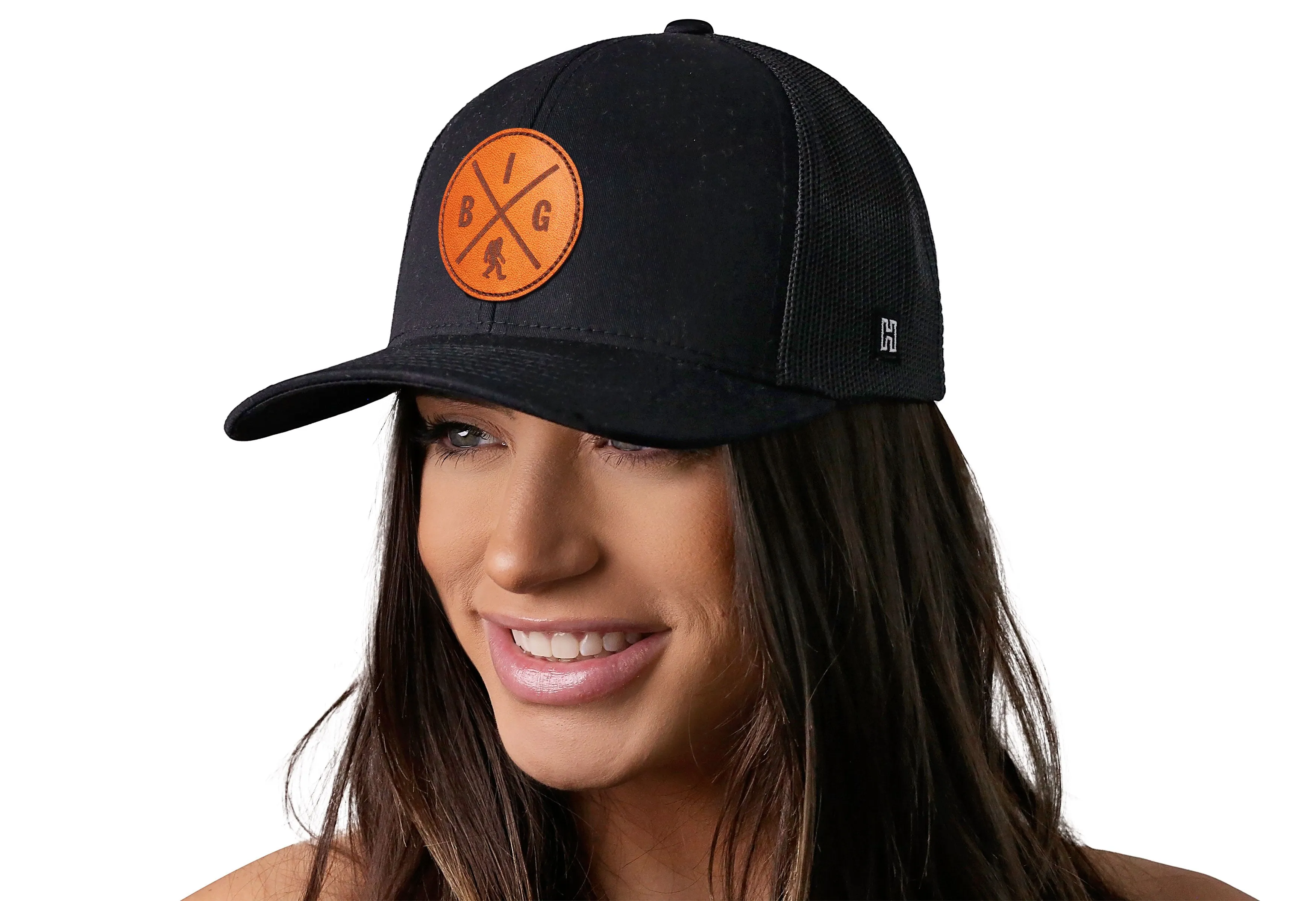 Bigfoot X Trucker Hat Leather  |  Black Sasquatch Snapback