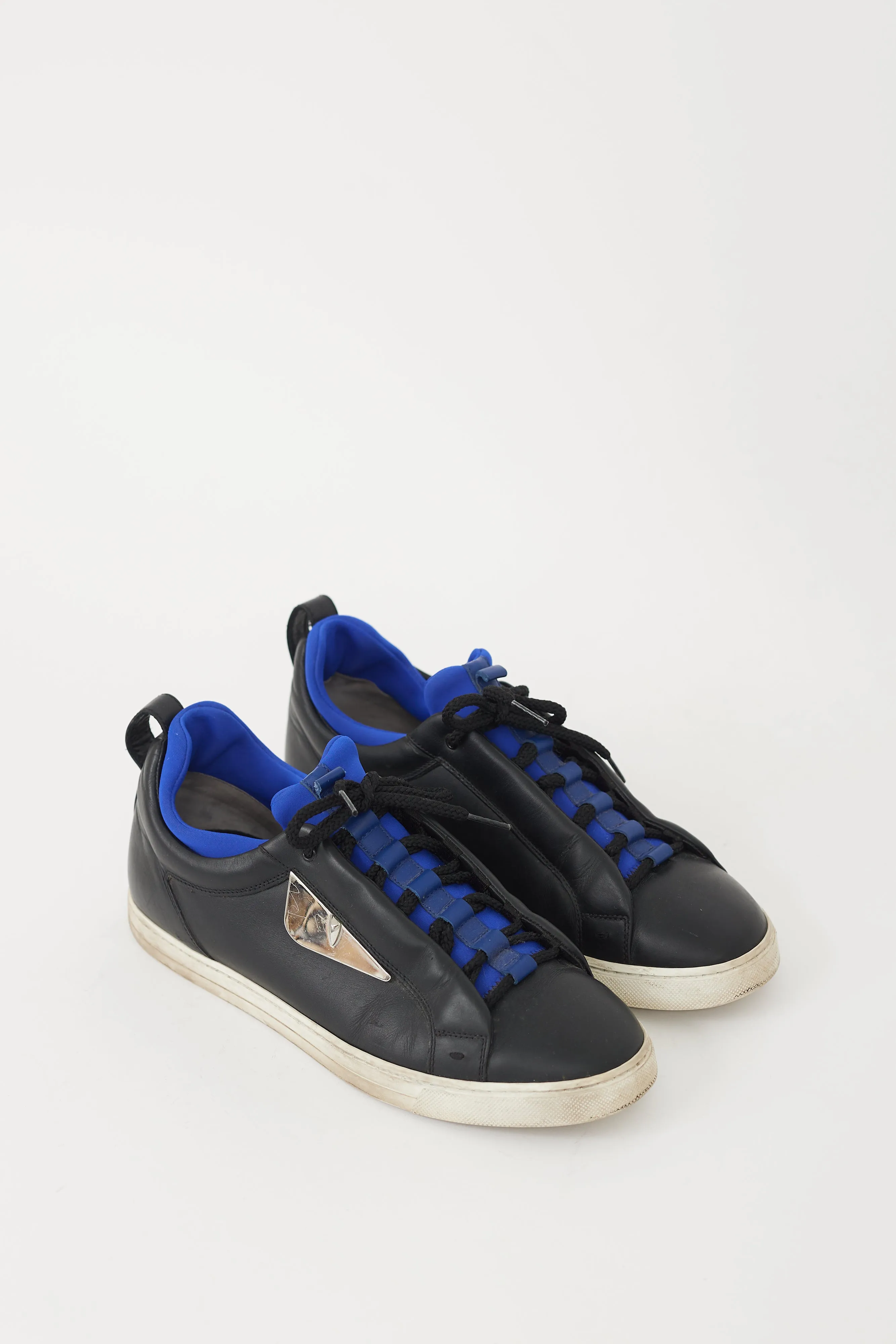 Black & Blue Leather & Neoprene Monster Sneaker