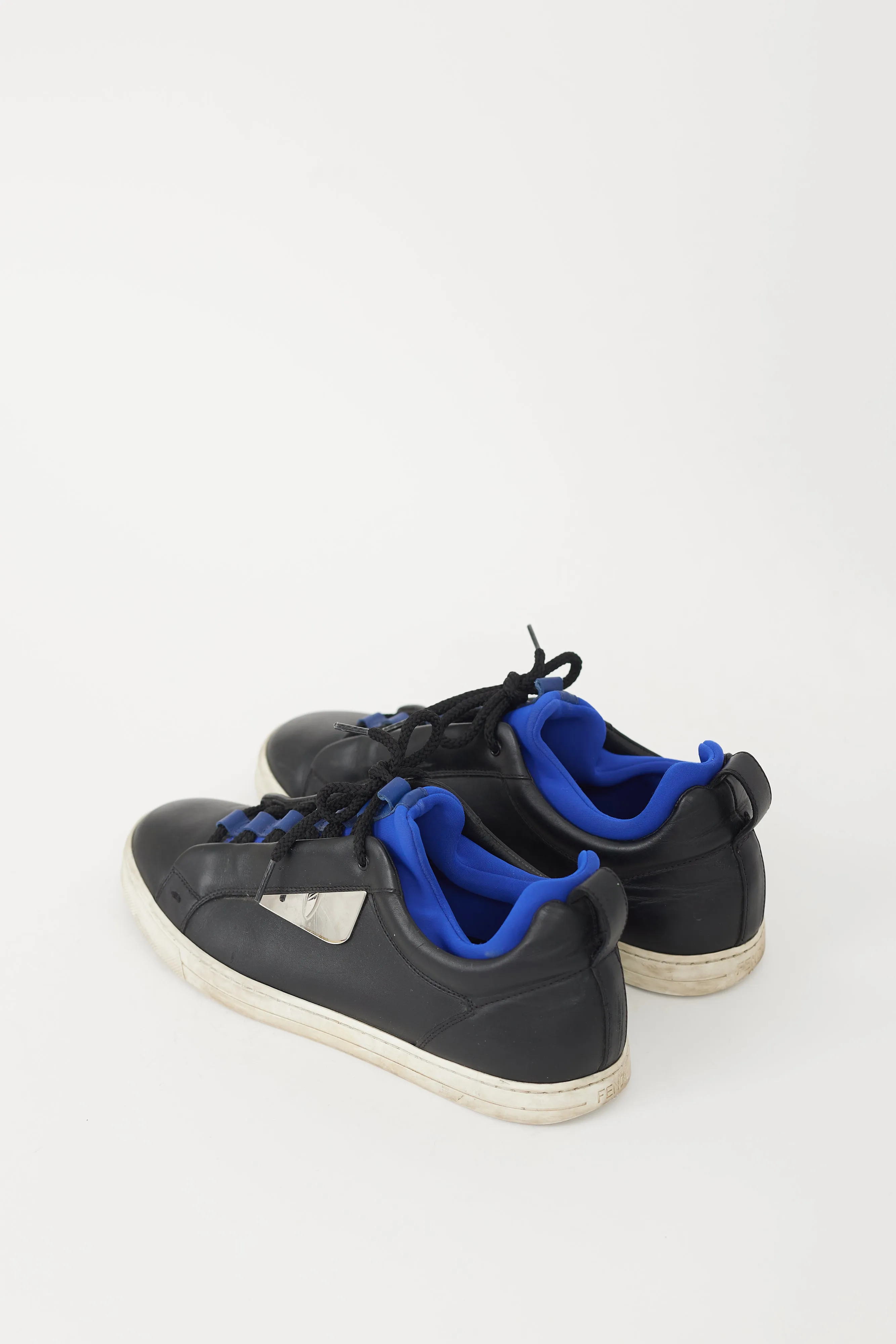 Black & Blue Leather & Neoprene Monster Sneaker