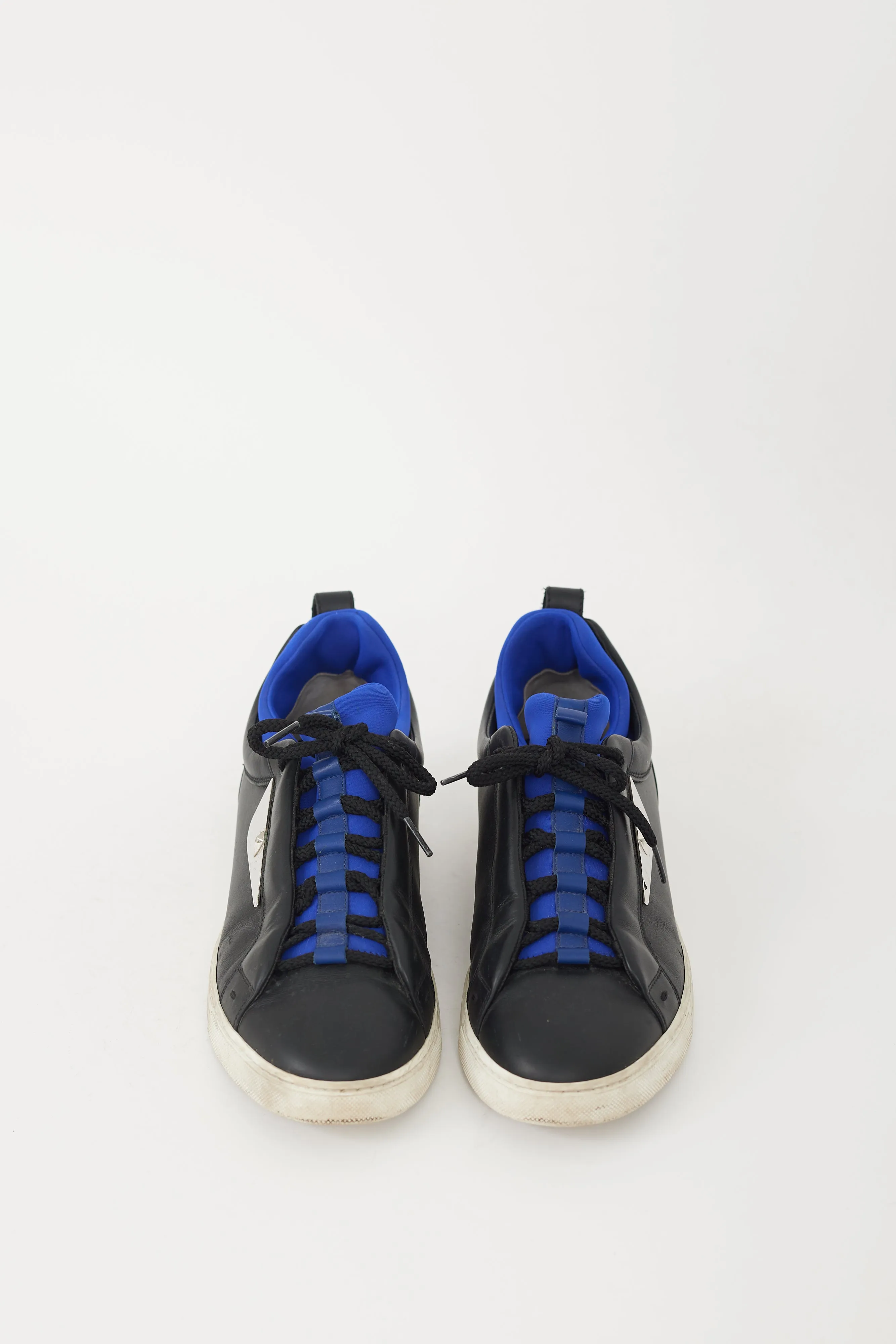 Black & Blue Leather & Neoprene Monster Sneaker