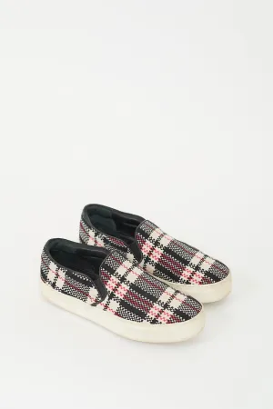 Black & Multi Plaid Slip On Sneaker