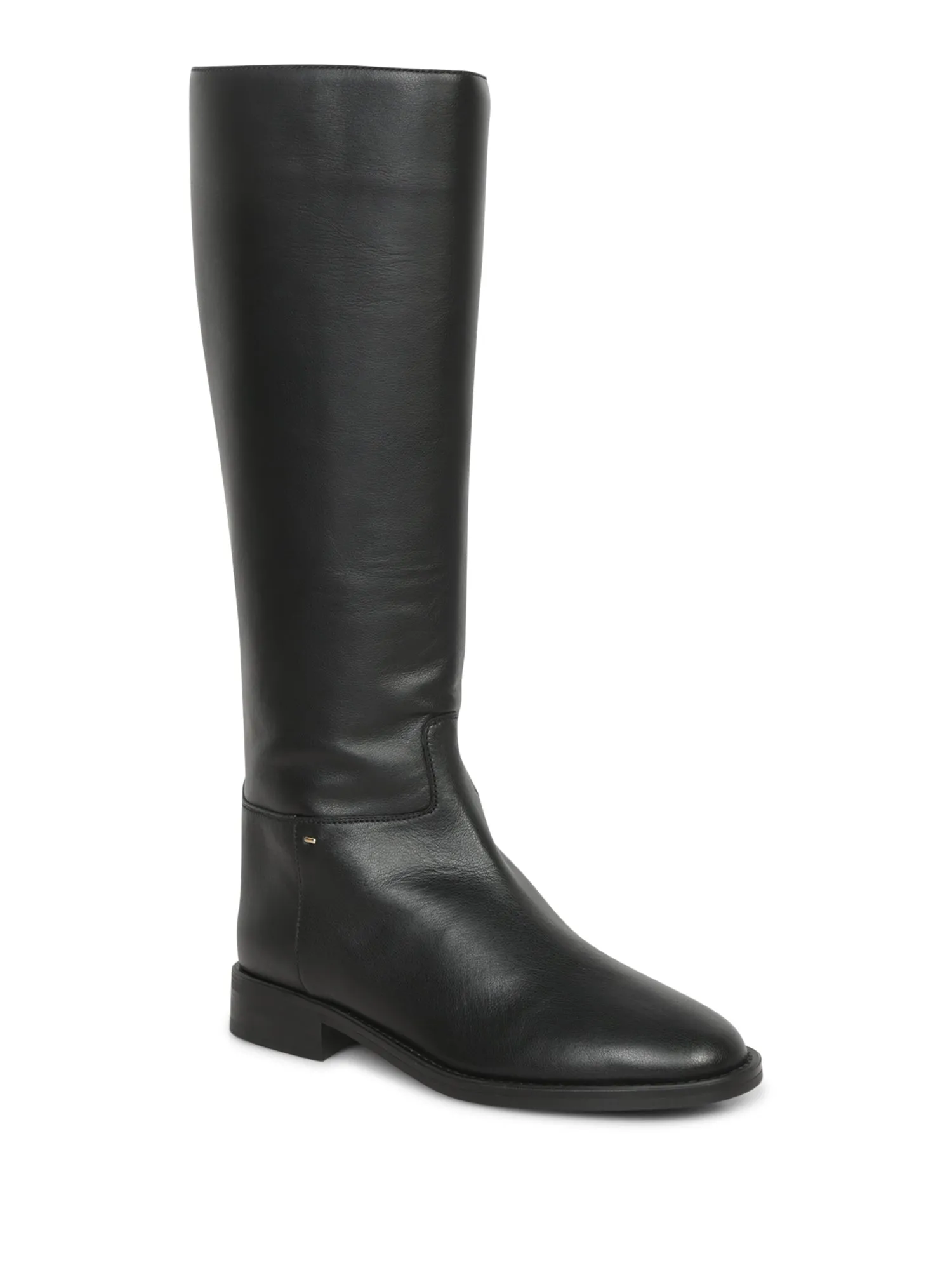 Black Leather Flat Boots