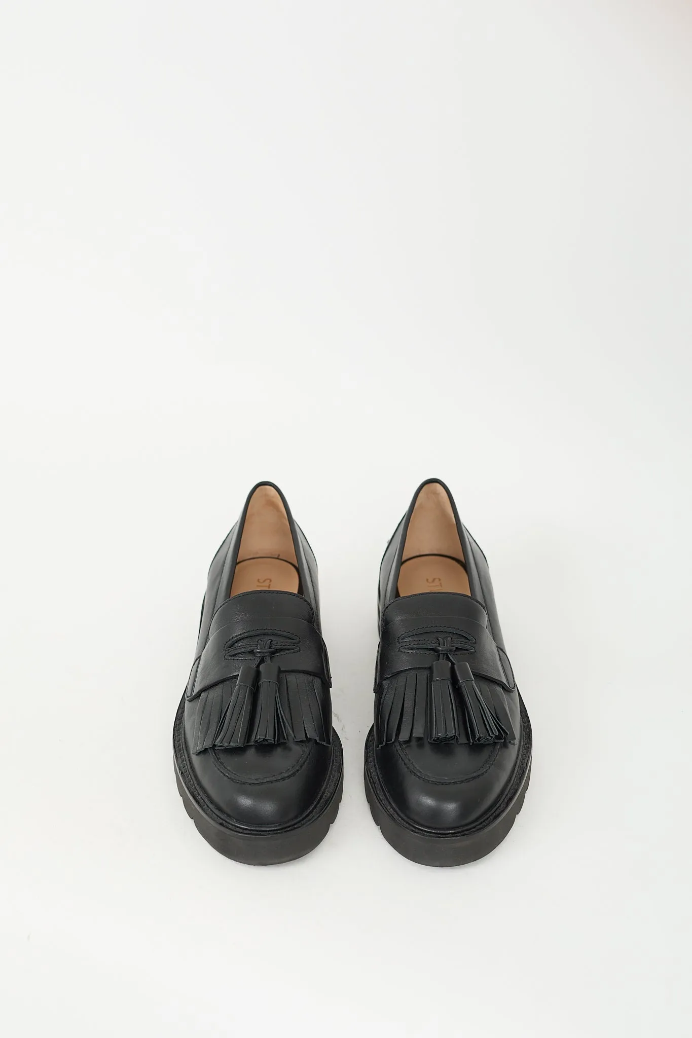 Black Leather Mila Tassel Fringe Loafer