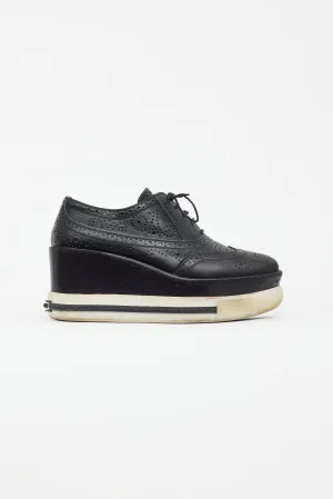 Black Leather Platform Sneaker