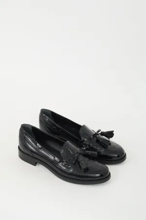 Black Leather Tassel Brogue Loafer