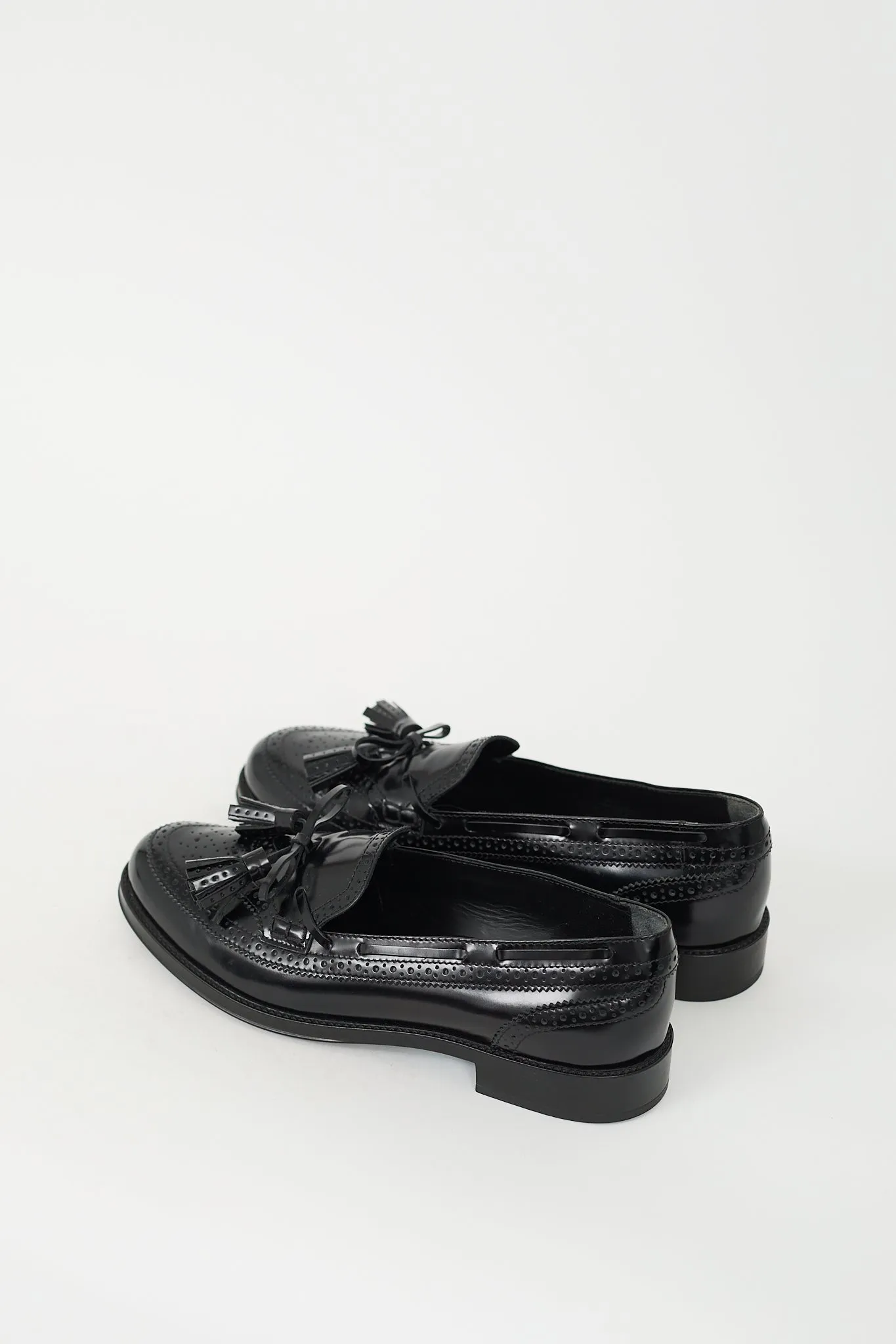 Black Leather Tassel Brogue Loafer