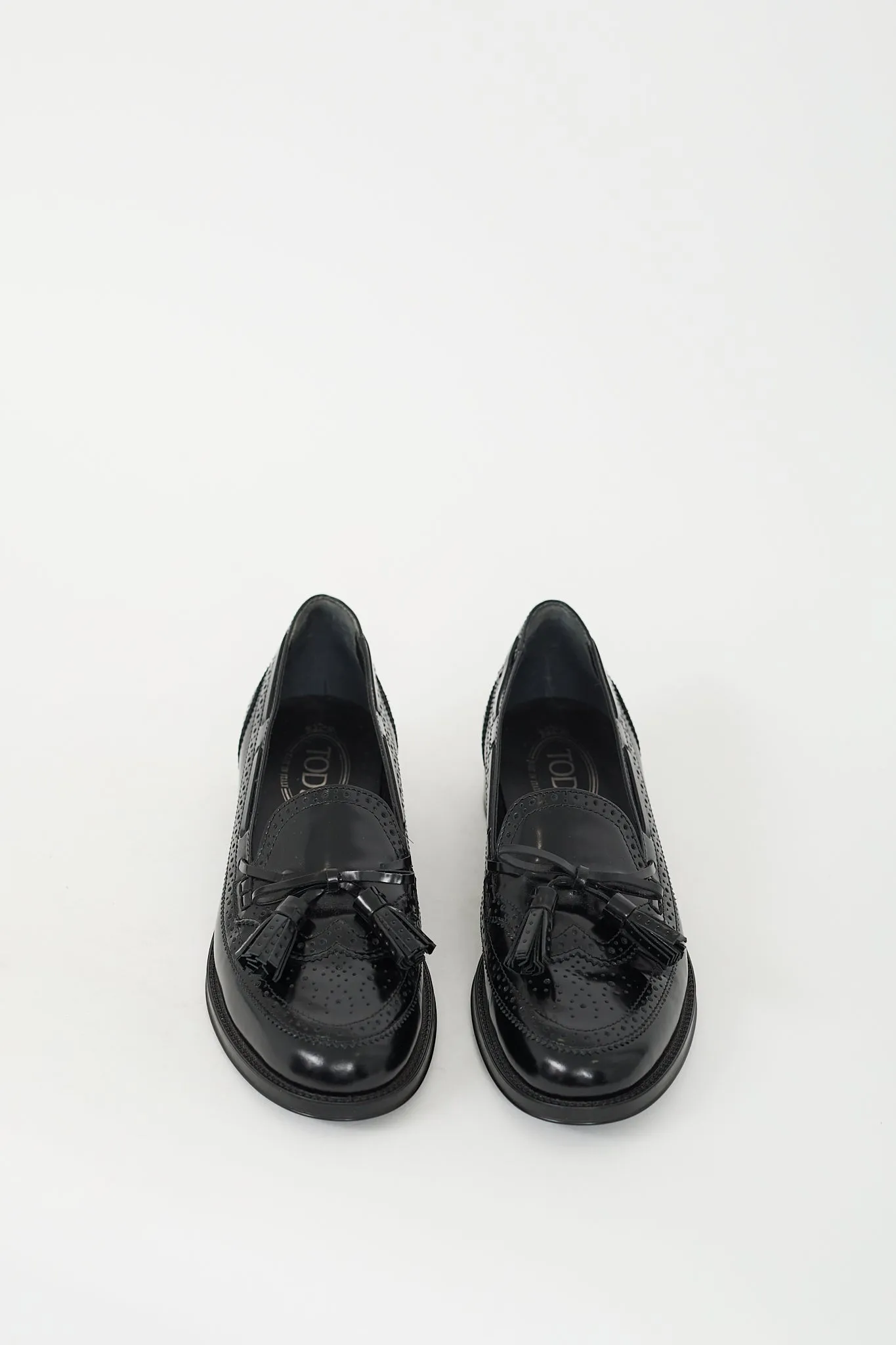 Black Leather Tassel Brogue Loafer