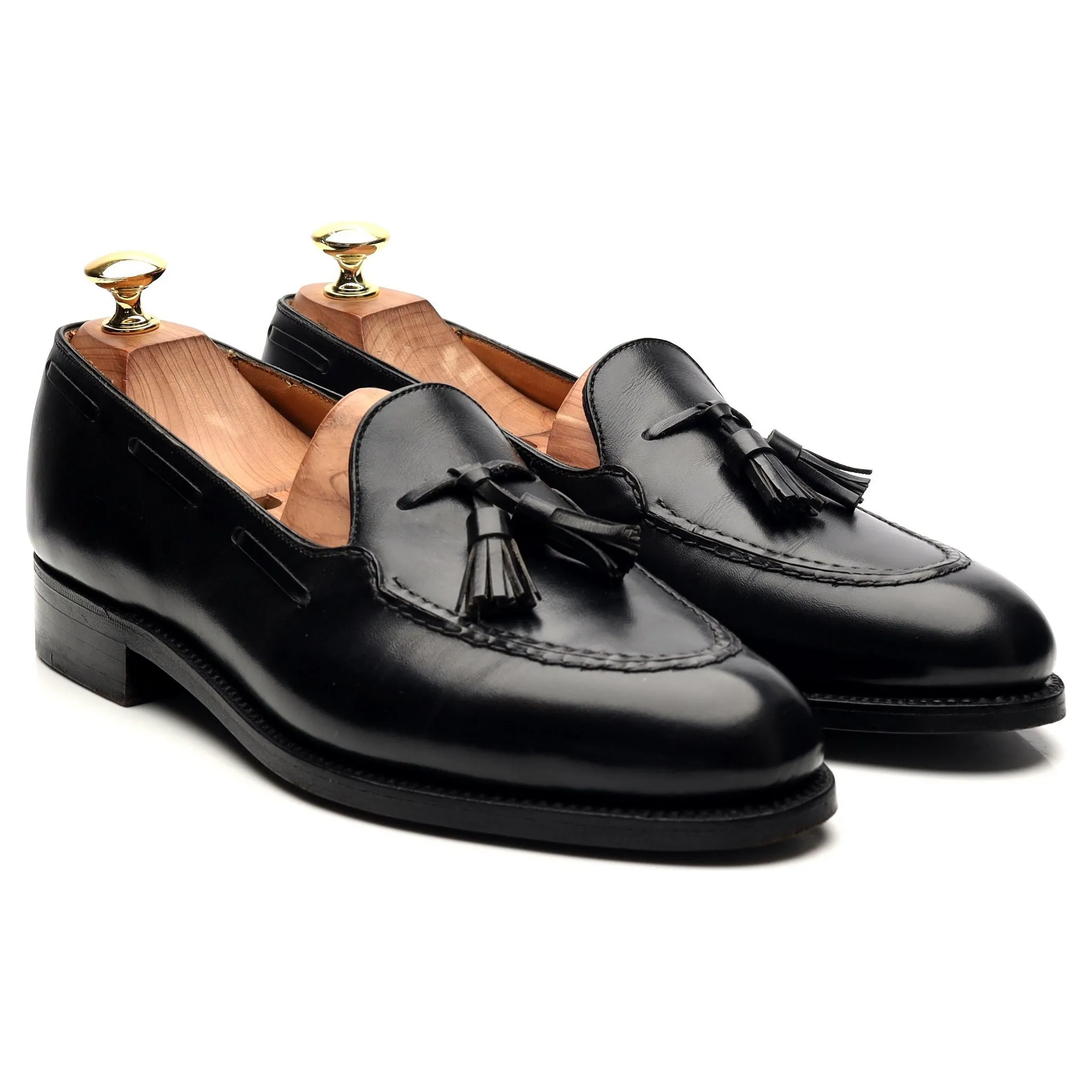 Black Leather Tassel Loafers 8 D UK 8.5