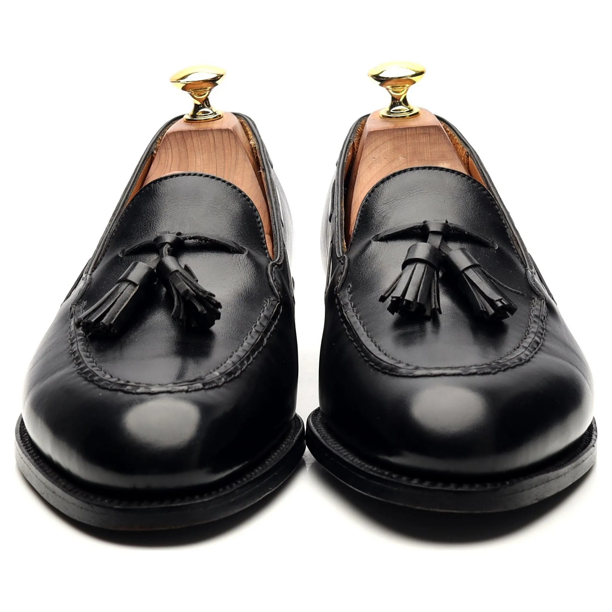 Black Leather Tassel Loafers 8 D UK 8.5