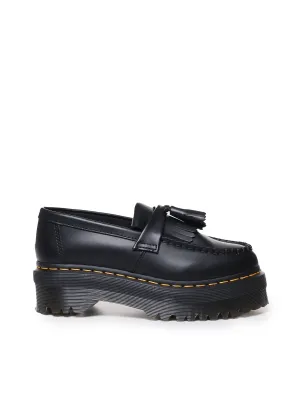 Black Leather Tassel Quad Loafers