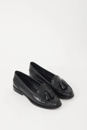 Black Leather Universite Tassel Loafer