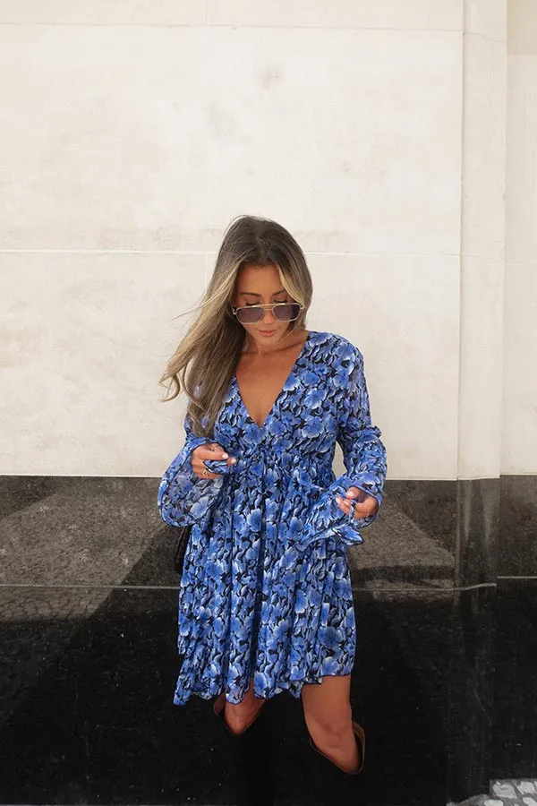 Blue Floral Chiffon Romper - FINAL SALE