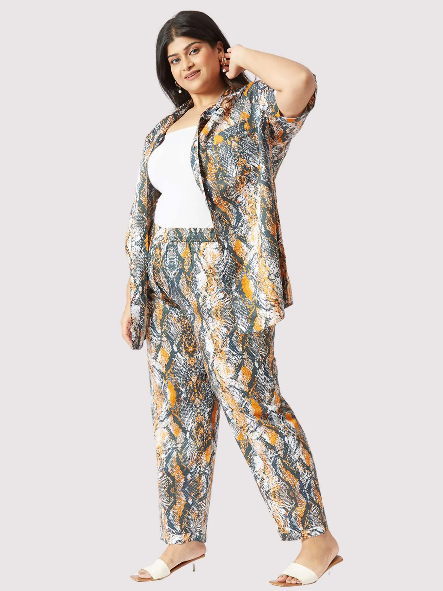 Brown Paisley Plus Size Women's Co-ord Set