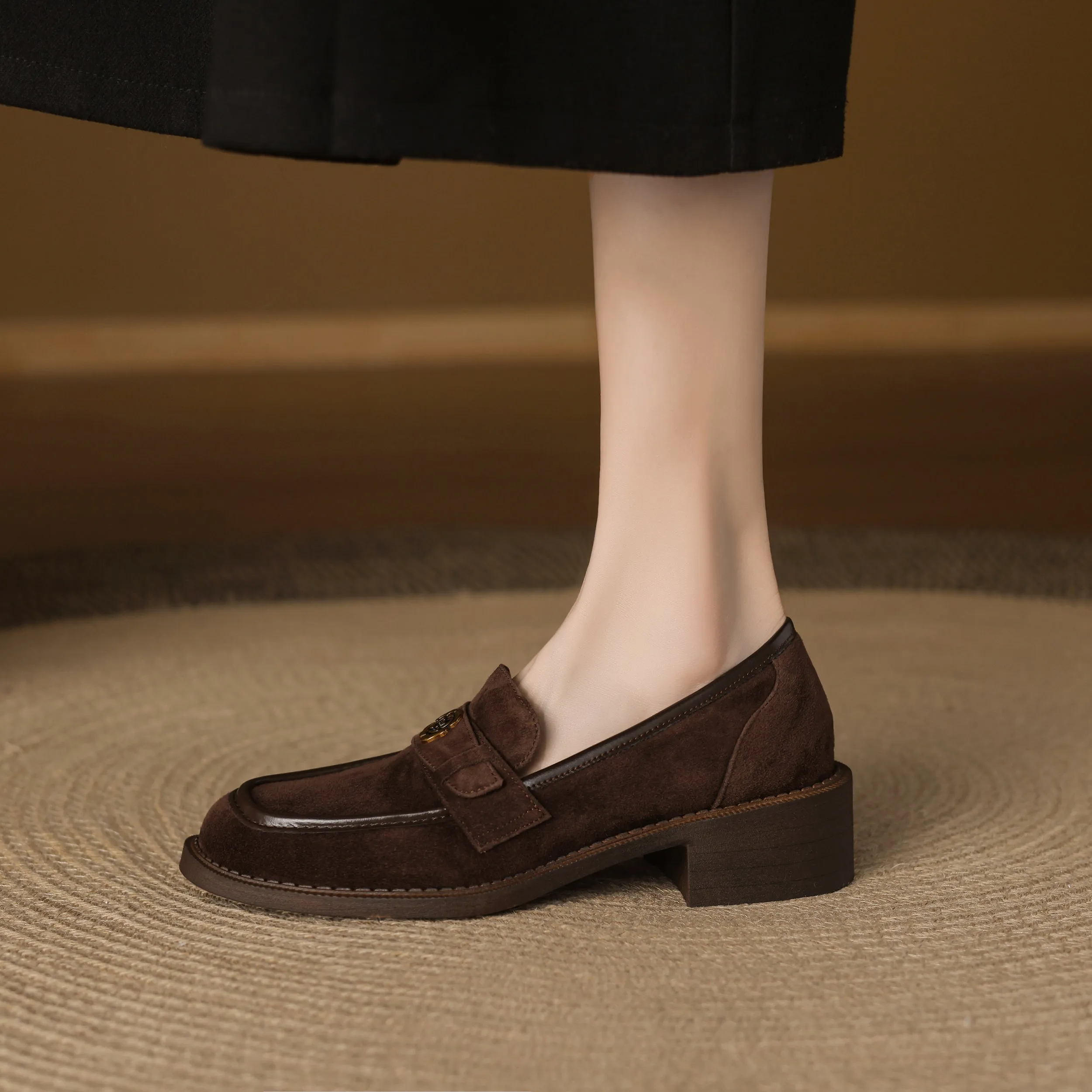 Business Casual Suede Leather Loafers Women's Shoes