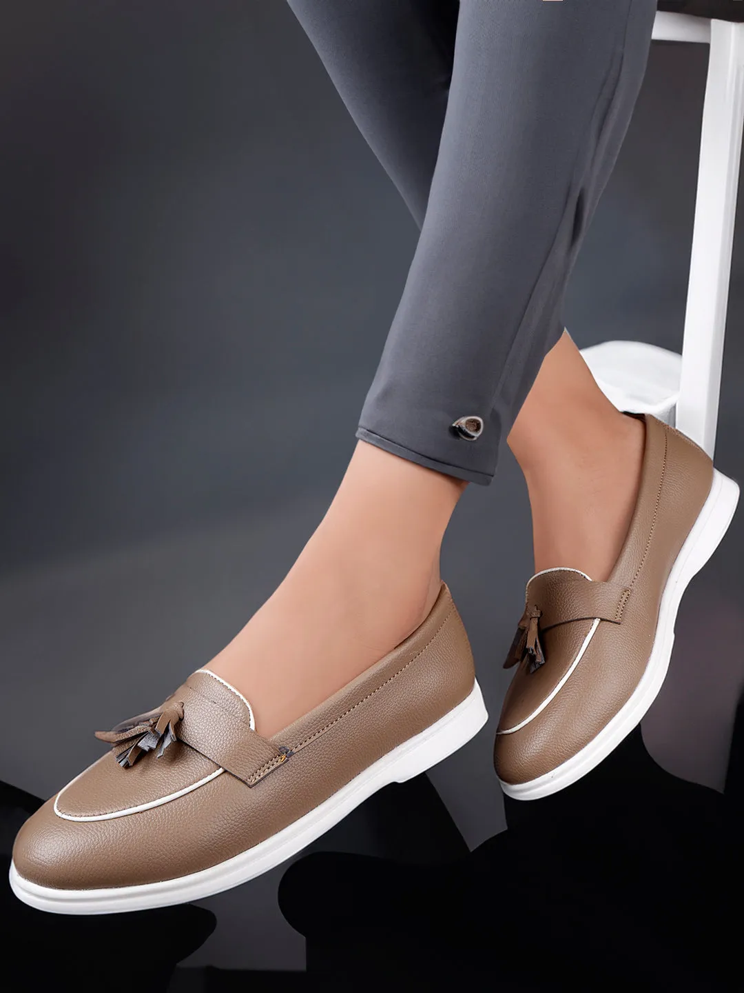 Bxxy's Textured Tassel Loafers for Women