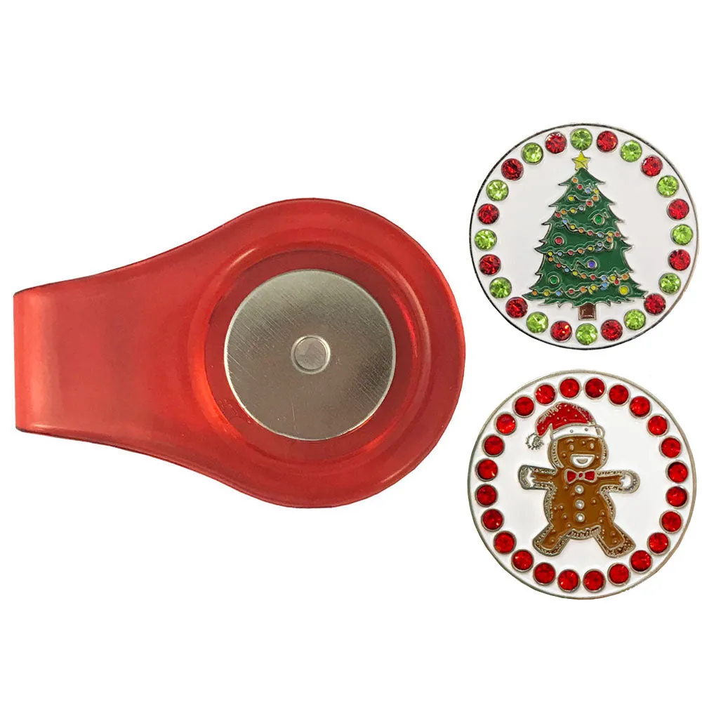 Christmas Golf Ball Markers With Colored Clip Combo