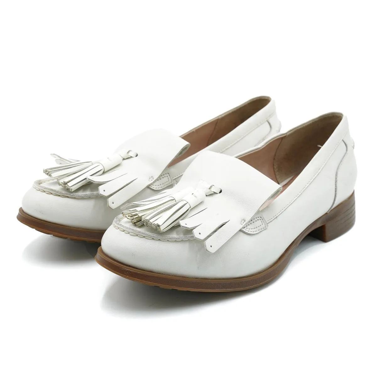 Clarks Slipon Loafers Leather White Colour For Women