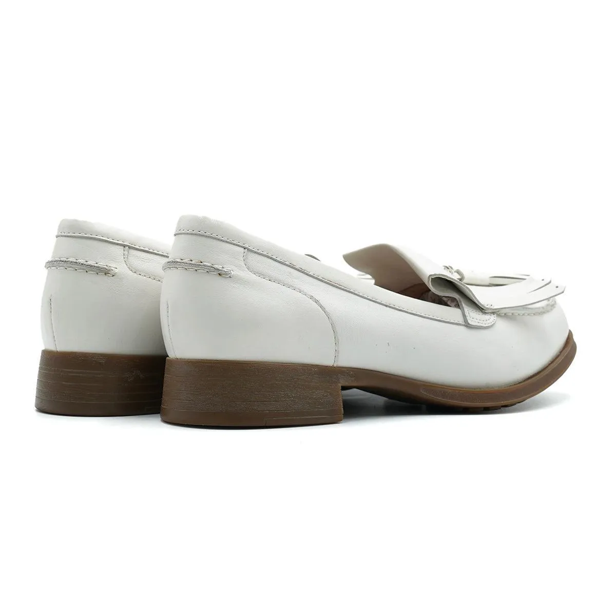 Clarks Slipon Loafers Leather White Colour For Women