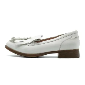 Clarks Slipon Loafers Leather White Colour For Women