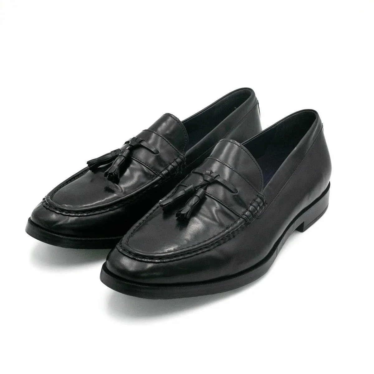 Cole Haan Jefferson Grand Tassel Formal Slip Ons Leather Black Colour For Men