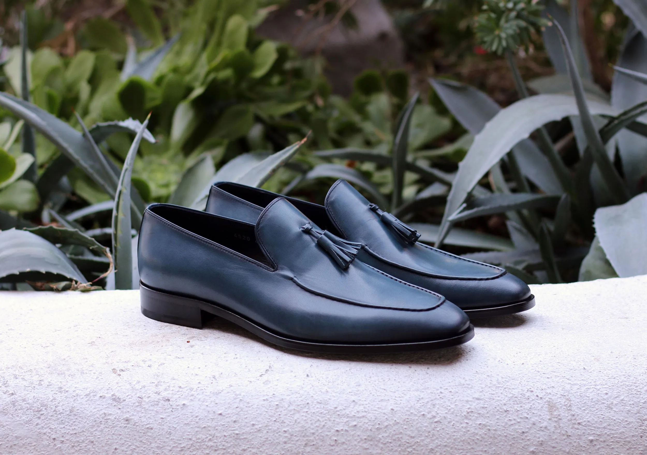 Corrente Calfskin Tasseled Loafer Blue