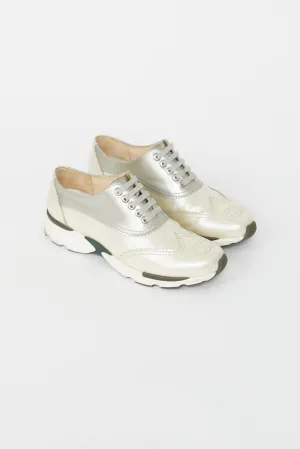 Cream & Grey Oxford Metallic Sneakers