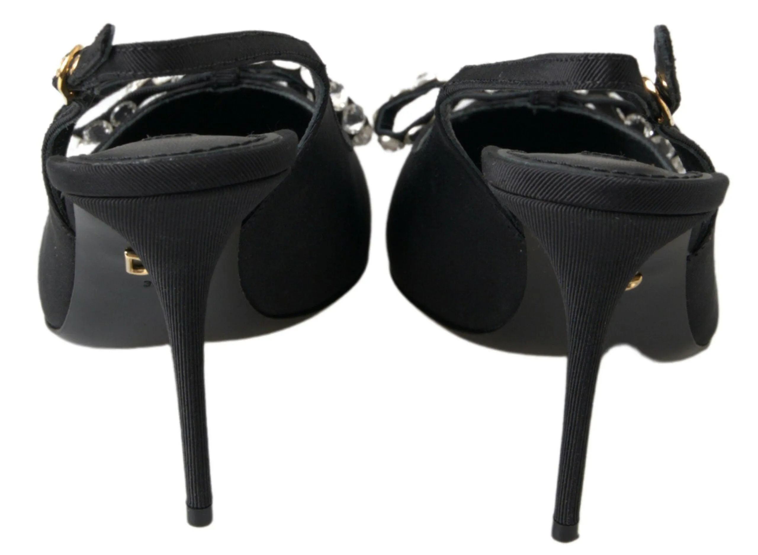 Dolce & Gabbana Black Crystal Embellished Slingback Heel Shoes